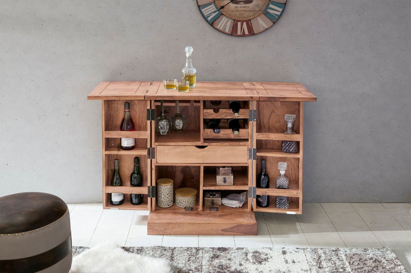 Barschrank Lucca 65 x 91 cm Akazie massiv