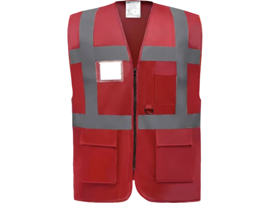 Gilet de travail RETRO multipoches rouge