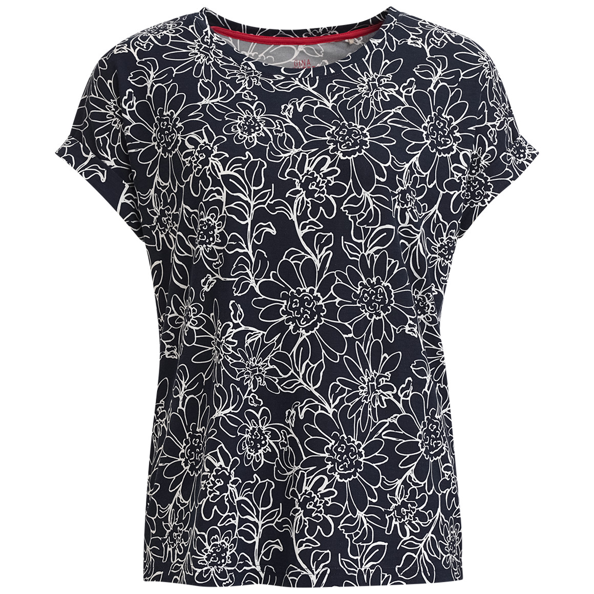 Gina Benotti Damen T-Shirt mit überschnittenen Ärmeln dunkelblau / weiss