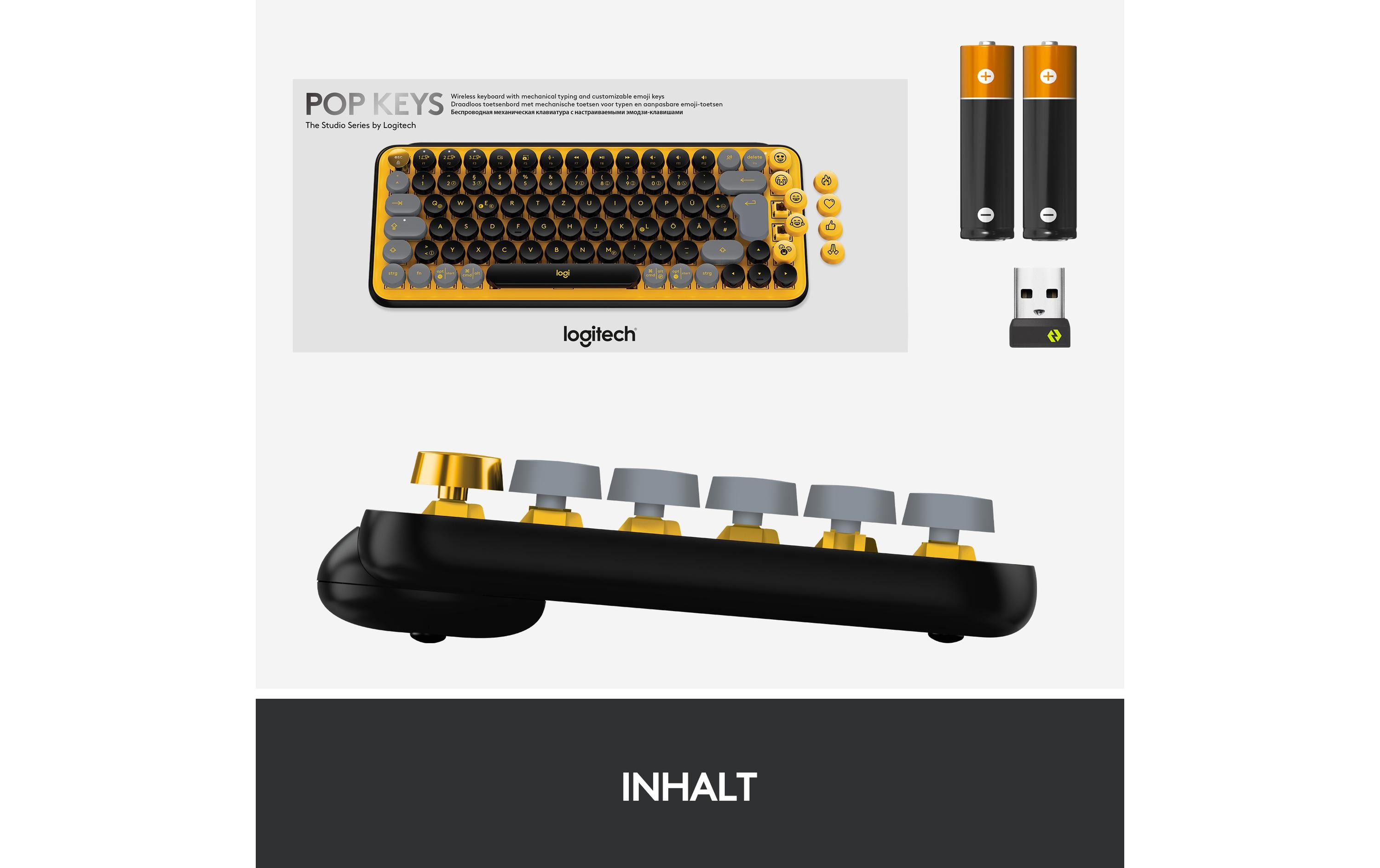Tastatur POP Keys Blast Yellow<br>Kabellose mechanische Tastatur mit austauschbaren Emoji-Tasten