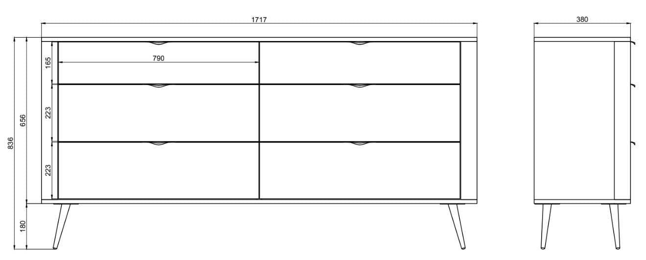 Selsey Design Dressoir Olivia 6 lades