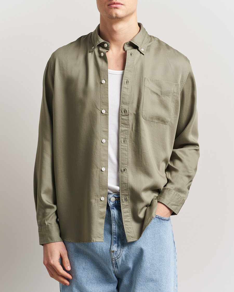 Les Deux Kent Tencel Shirt Lichen Green
