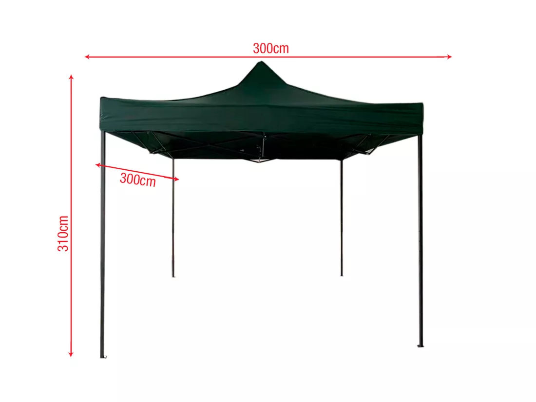 Gazebo Pliant Refermable Vert 4 Poids Métal Polyester 3x3