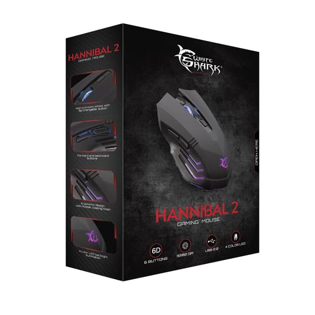 White Shark MOUSE GM-1602 HANNIBAL BLACK / 3200 dpi