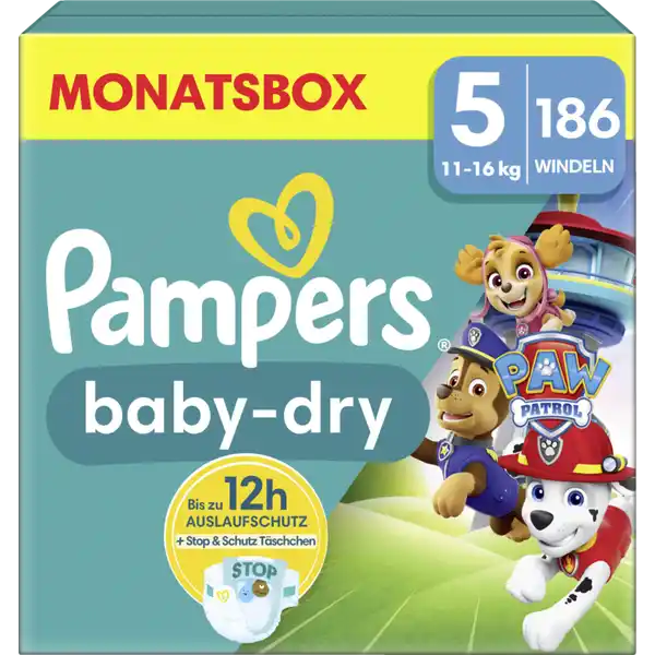 Baby dry Windeln Gr.5 Junior (11-16 kg) Monatsbox Paw Patrol