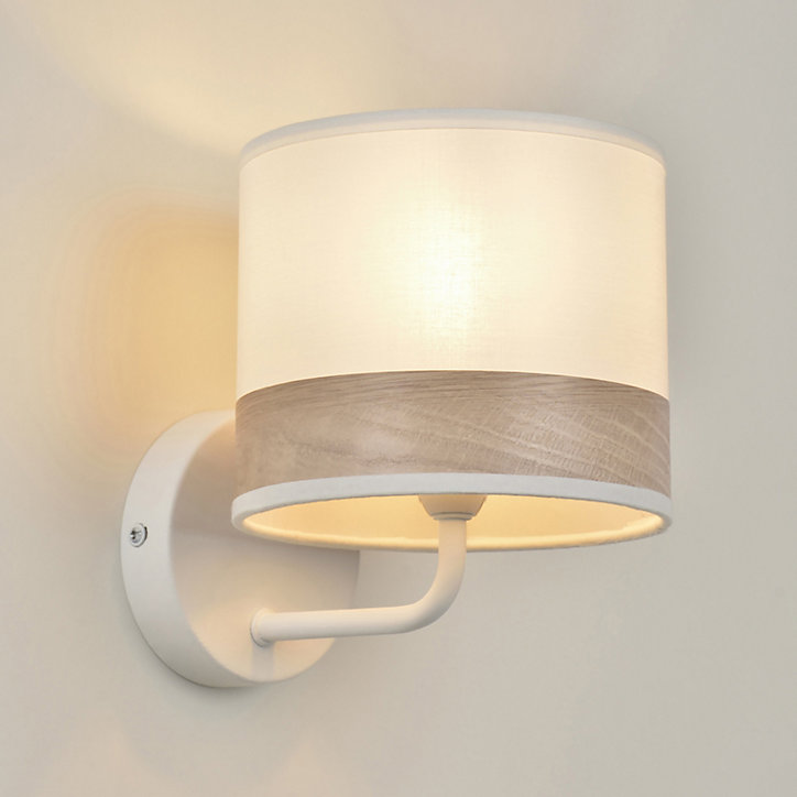 Applique murale Raito E14 40W IP20 L.15xl.19xP.19cm métal et coton blanc Corep
