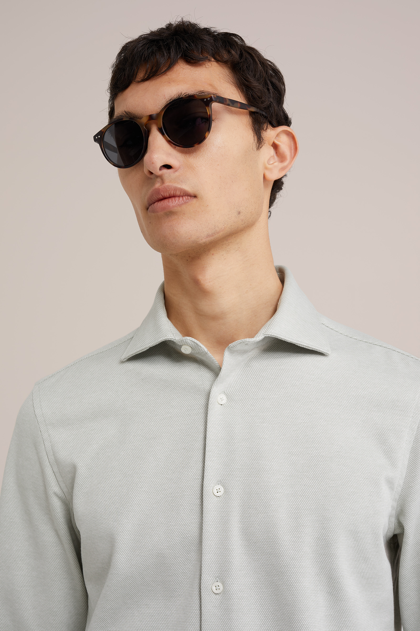 premium gebreid overhemd met stretch WE Fashion Lichtgroen