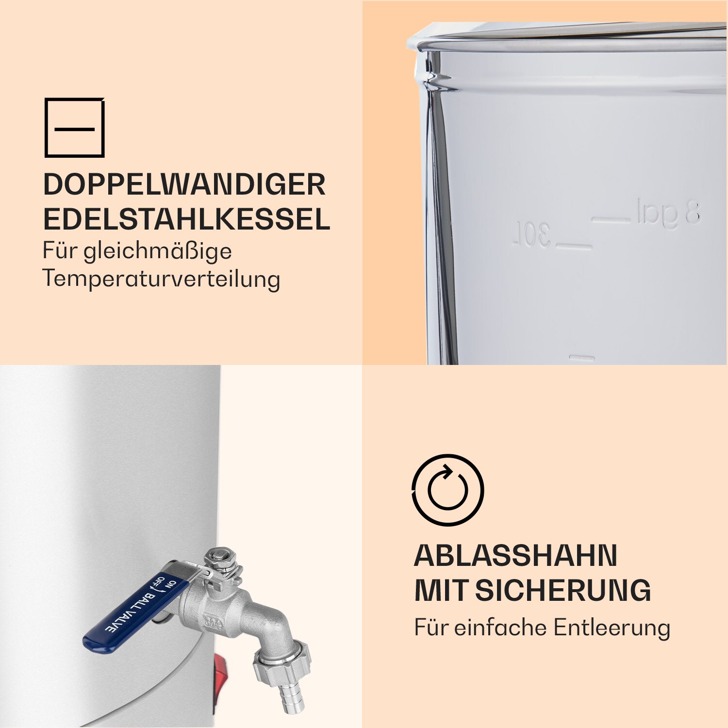 Mundschenk Maischekessel, Bierbrauanlage, 2500 W, 30 l, 9 Programme