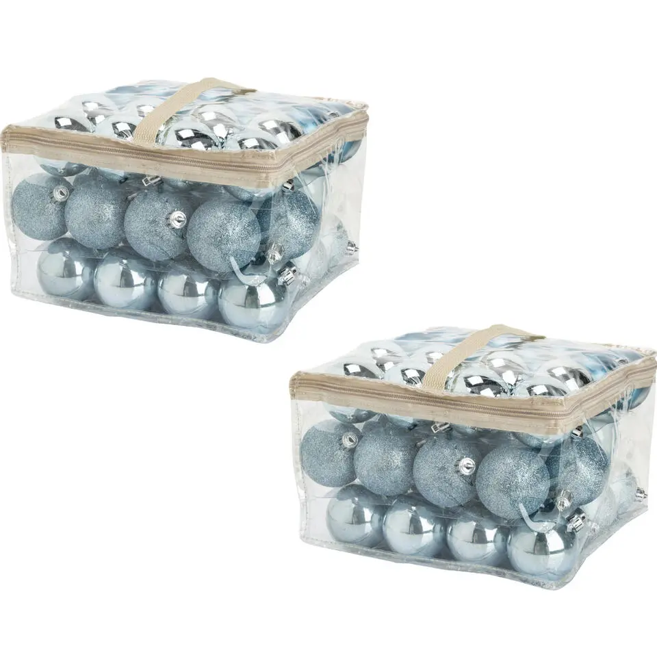 Cosy & Trendy kerstballen - 48x -lichtblauw - 6 cm -in opbergtas