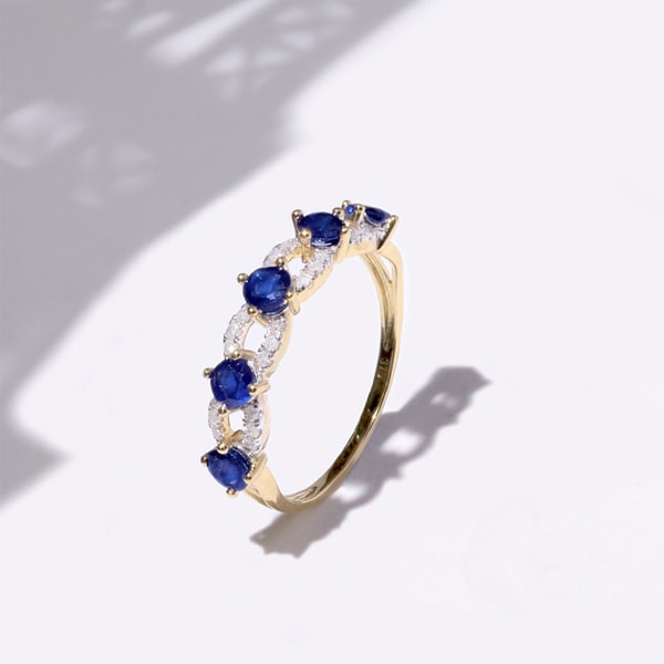 Bague Katu - Or jaune 375/1000, diamant & saphir