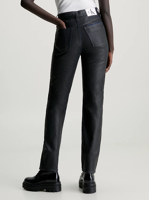 Calça jeans slim reta revestida