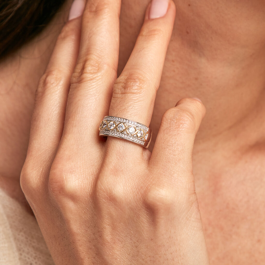 Bague Rome Argent Bicolore Oxyde De Zirconium