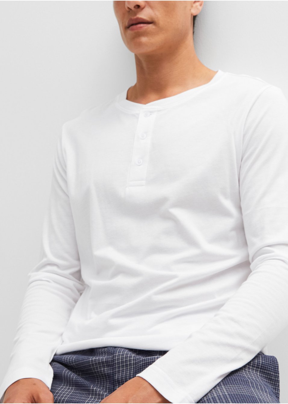 Lot de 2 T-shirts col Henley manches longues