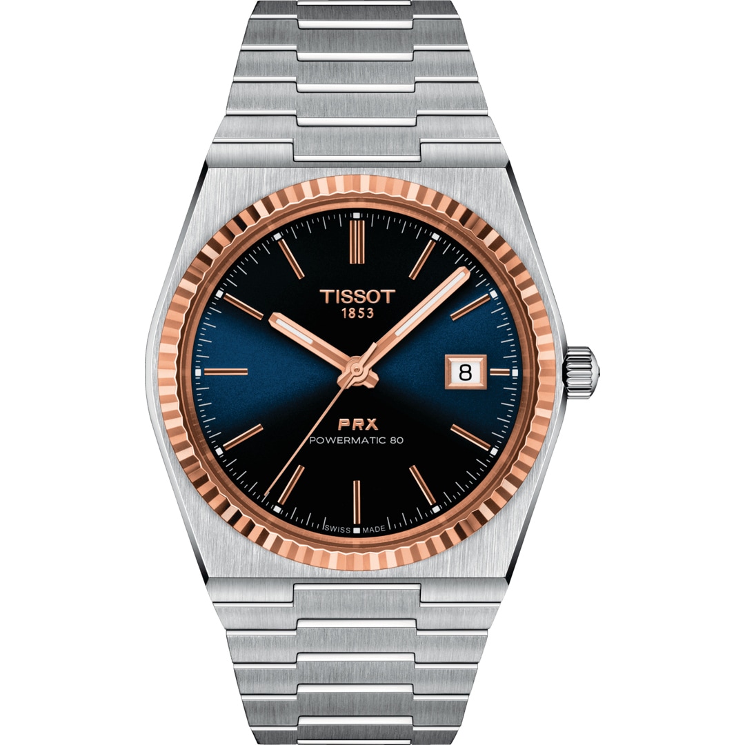 Tissot PRX 40 205 Powermatic 80 Blau / 18 Karat Roségold