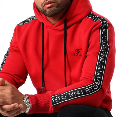 Sweat Capuche Premium A Bandes 1059 Rouge