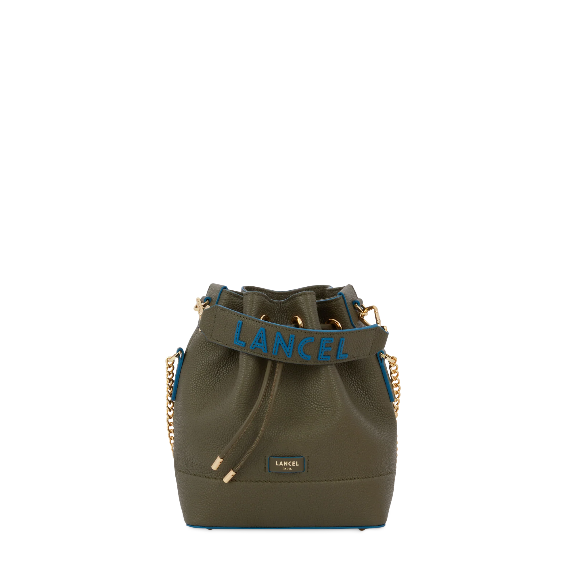 Mini sac seau Ninon de Lancel-Kaki fonce/Cobalt