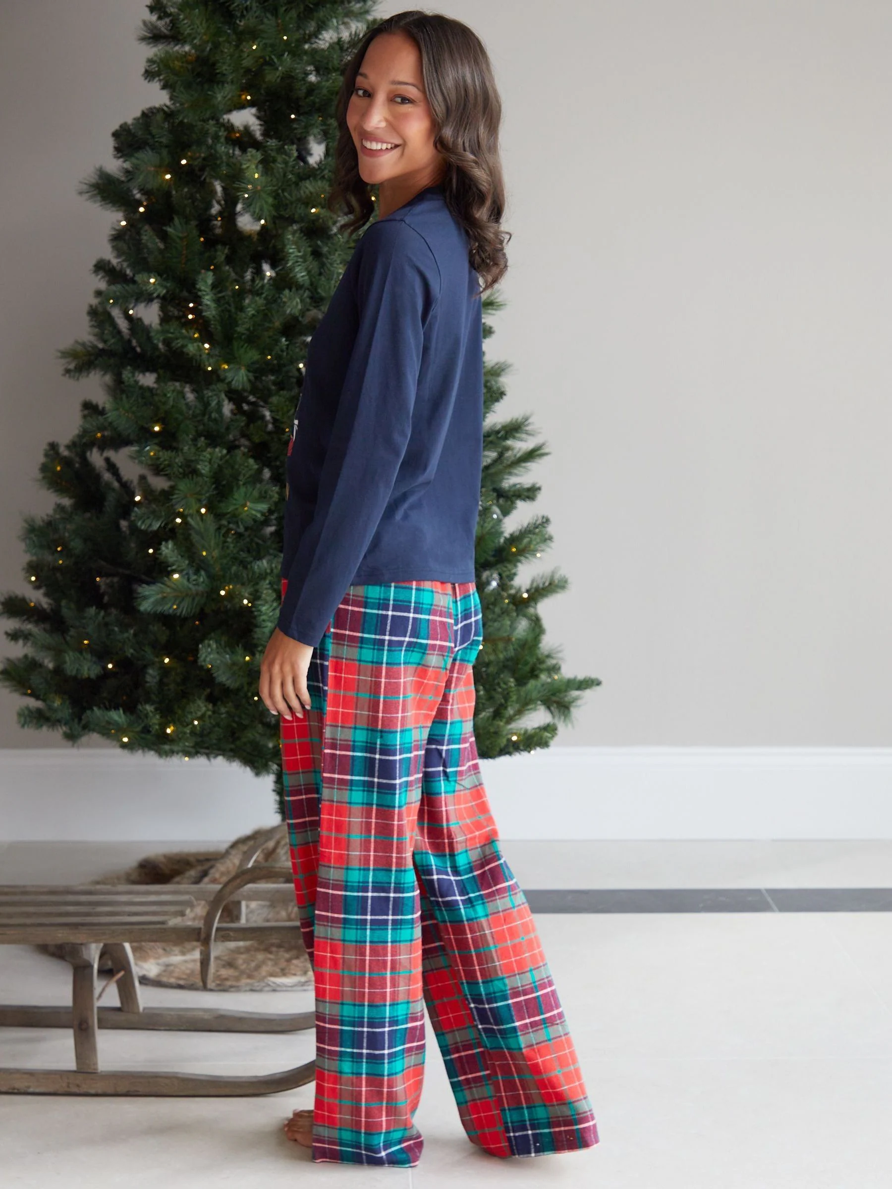 Threadbare Kerstmis Tree Graphic Lange Pyjama's (2-delige Set)