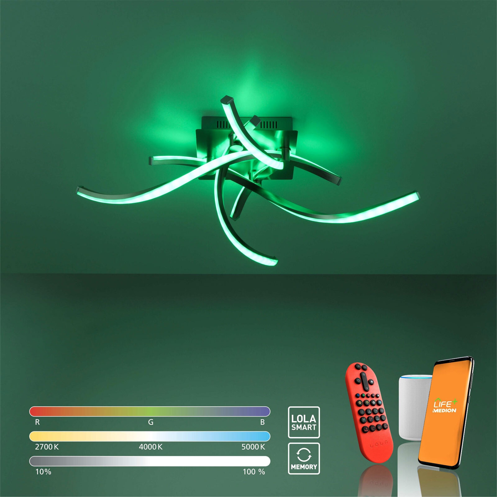 LOLA-Smart Deckenleuchte Swing Alu