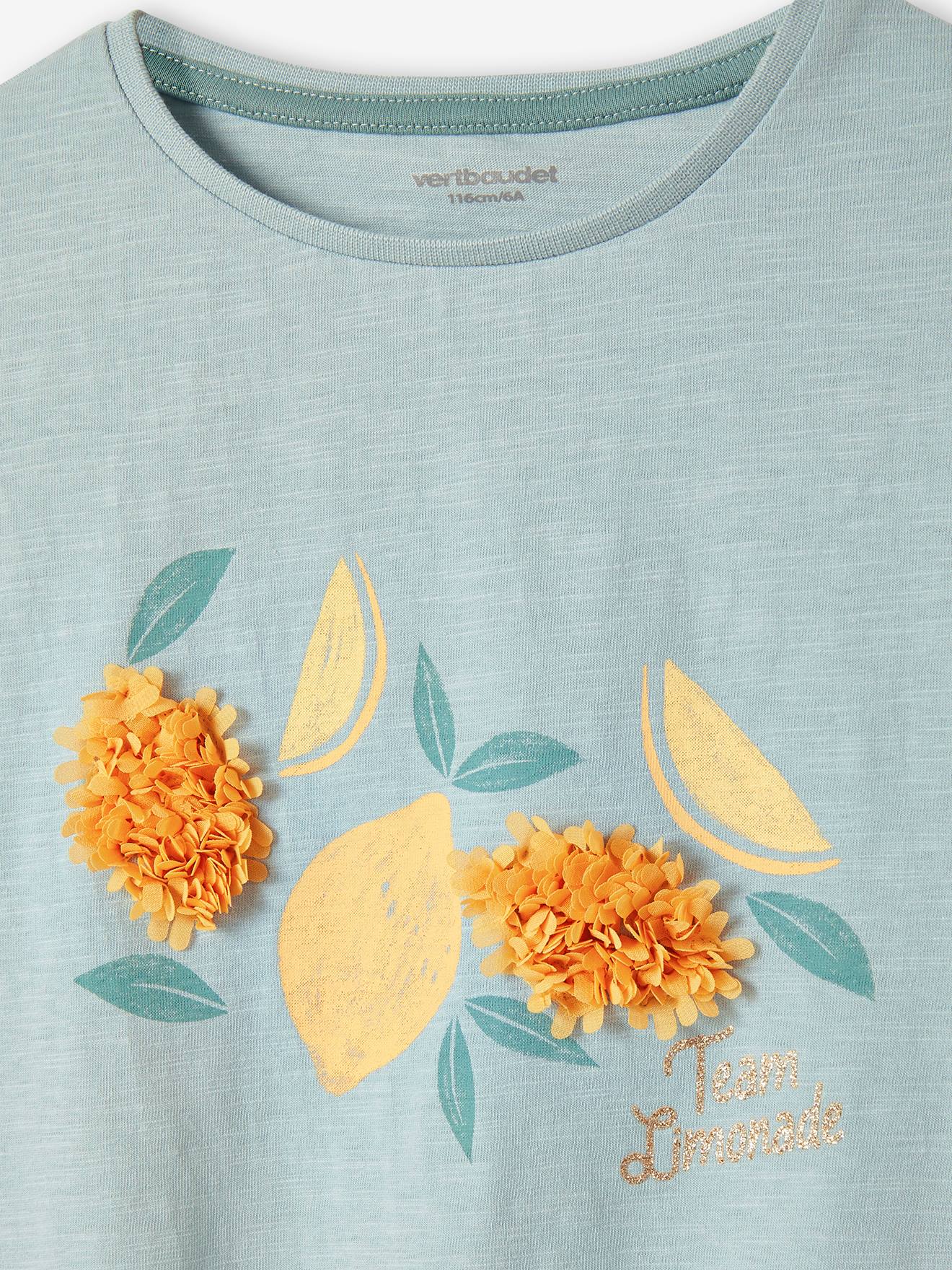 Camiseta feminina com estampa de franjas e detalhes iridescentes, cor tinta.