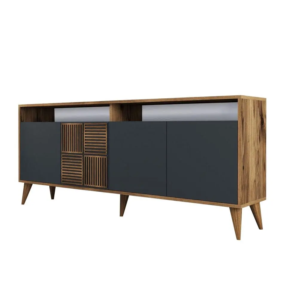 CALICOSY - Dressoir MILAN - Vintage eik / grijs - 78,6x180x35 cm