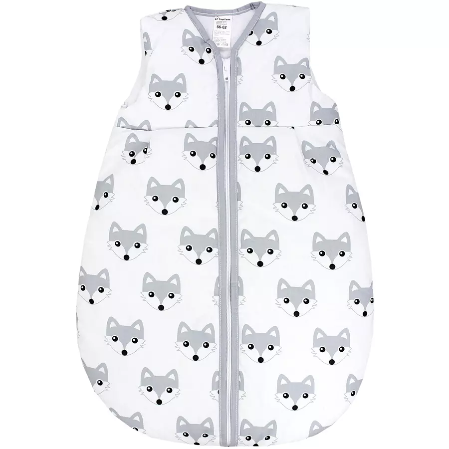 TupTam Baby Ganzjahres Schlafsack Ärmellos Wattiert weißgrau