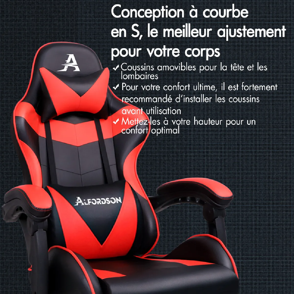 ALFORDSON Chaise de jeu - Rouge et noir