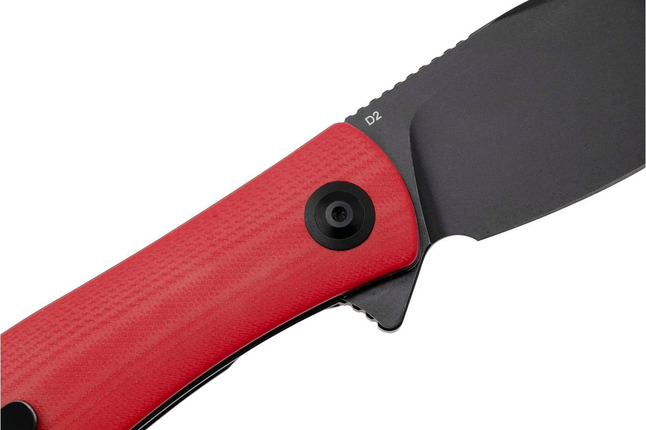 Trollsky Knives Mandu XL MT015-XL Black Stonewashed D2, Red G10 zakmes