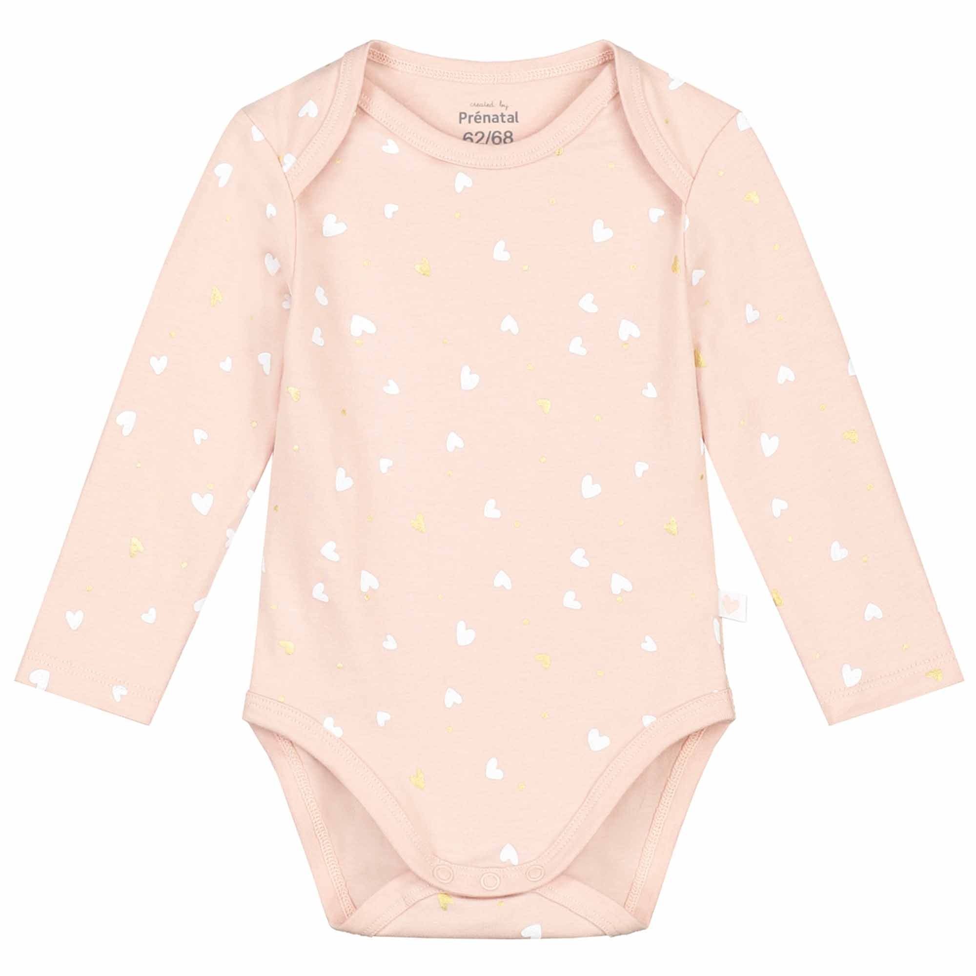 Prénatal romper hartjes lange mouwen hartjes roze