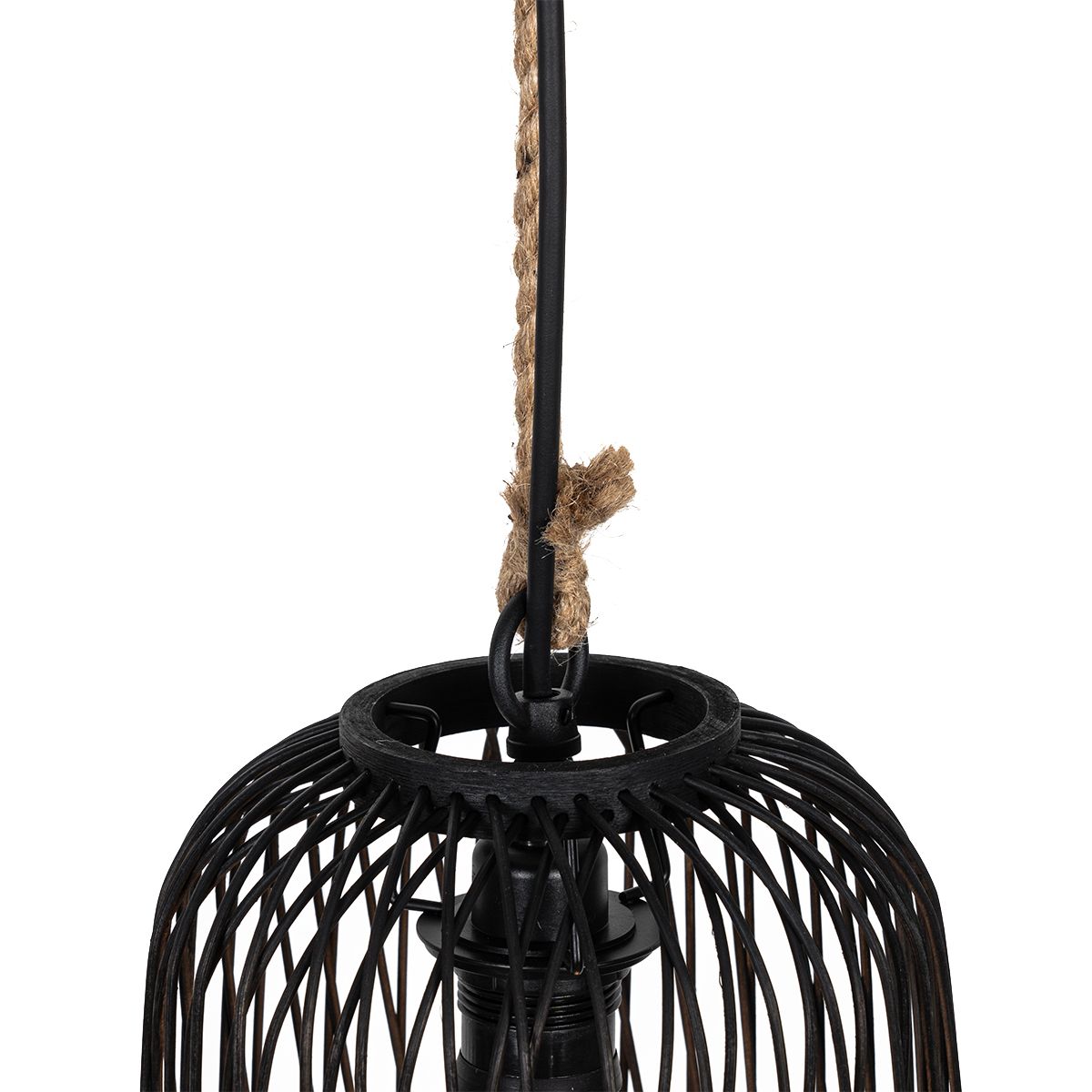 Landelijke buiten hanglamp zwart rotan 25 cm - Calamus