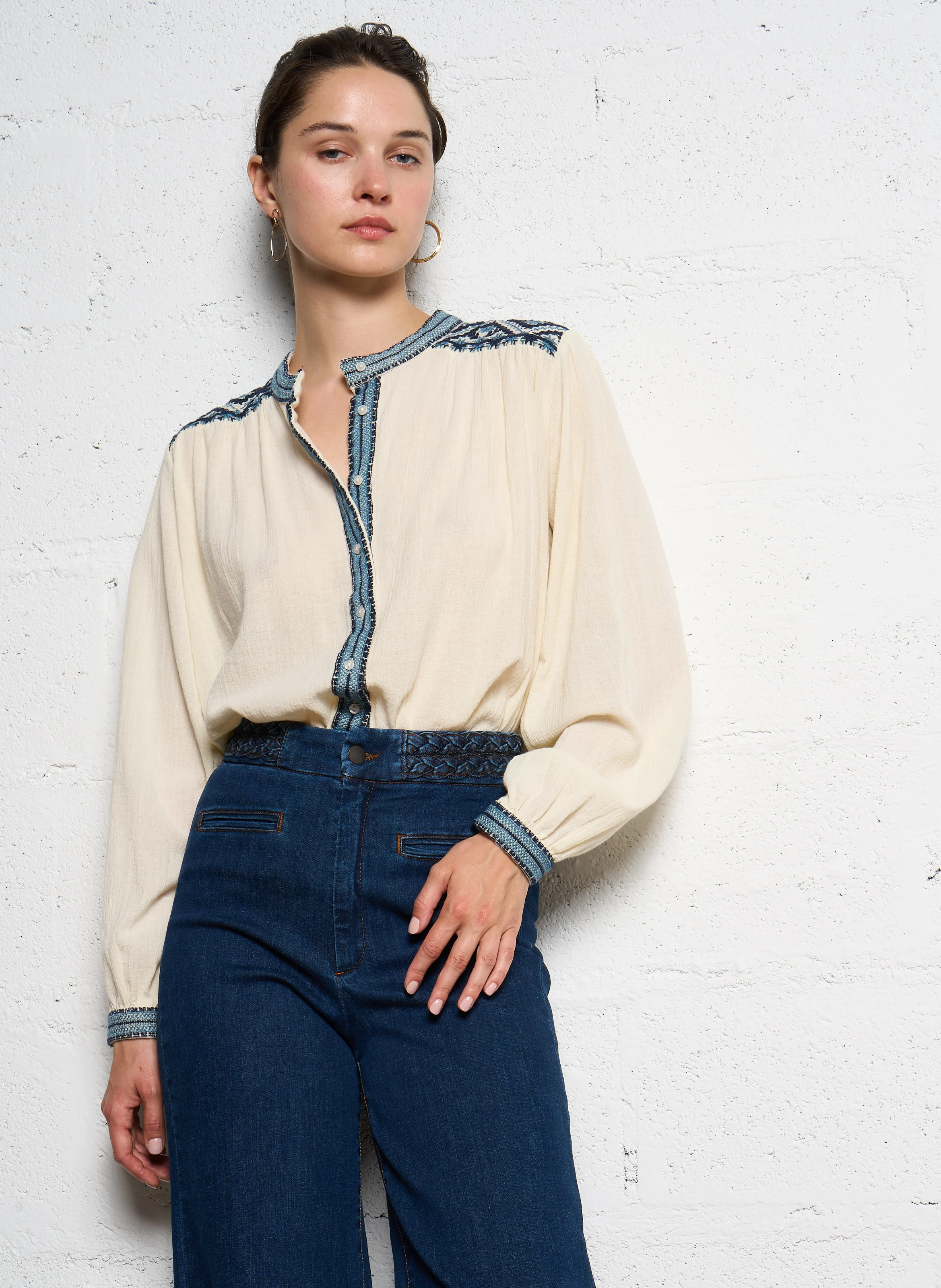 BETH - Chemise ample brodée en coton | Multicolore