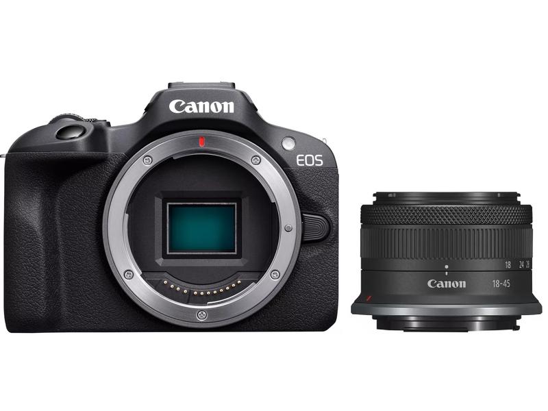 Canon Fotokamera EOS R100 RF-S 18-45 mm SDXC Extreme 64 GB Kompaktkamera mit leistungsstarken Funktionen, Objektiv, Speicherkarte und Tasche