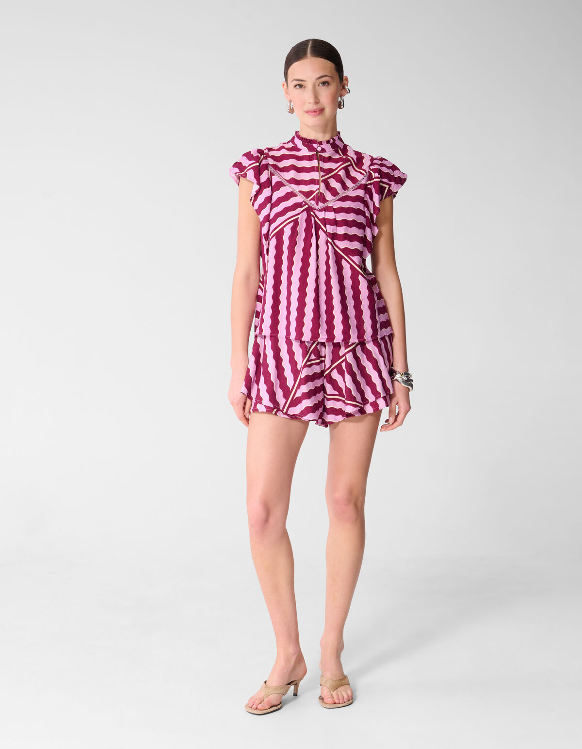 Wavy Printed Short Roze/Paars