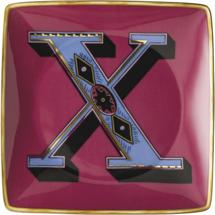Versace Bowl 12cm sq. flat, Holiday Alphabet X, Versace Flerfarvet