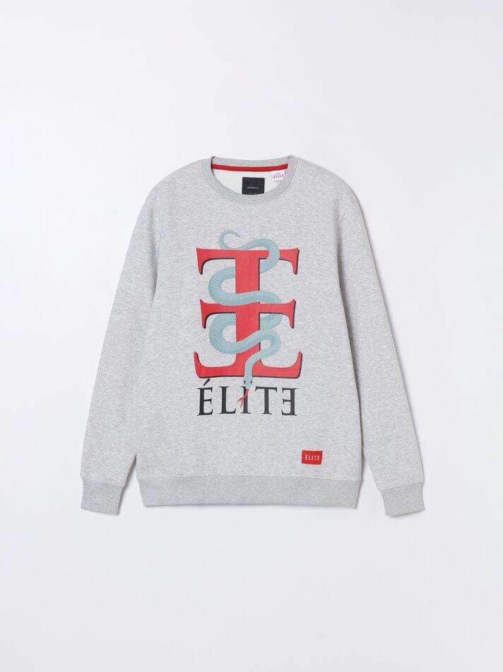 Moletom Elite Netflix com estampa - Cinza Mesclado