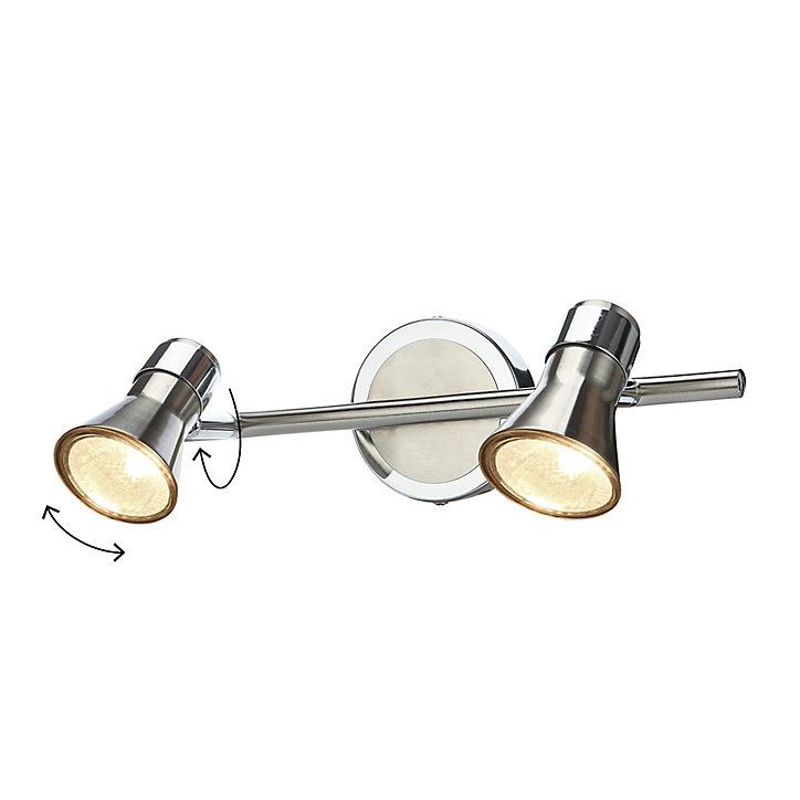 Réglette spot 2 lumières GU10 10W GoodHome Aphroditus nickel L.30 x L.9 x H.16 cm