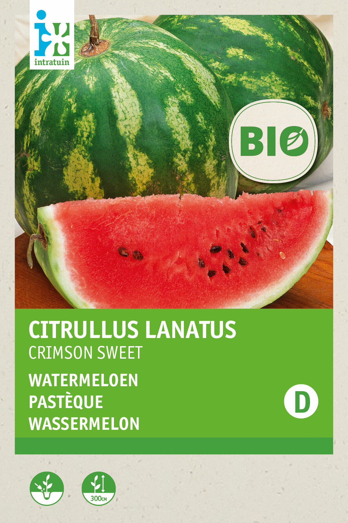 Biologische Intratuin fruitzaad Watermeloen (Citrullus lanatus 'Crimson Sweet')
