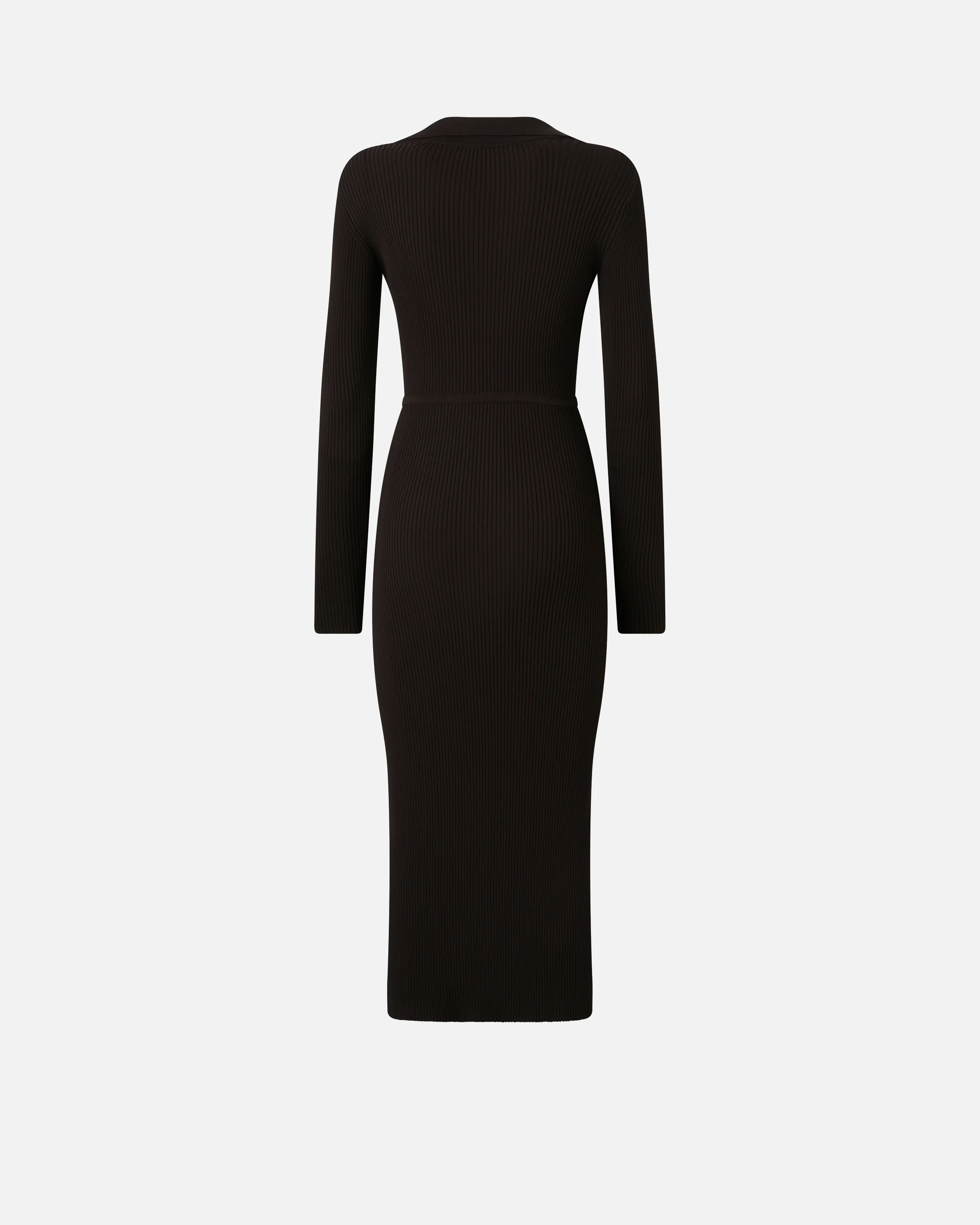 Robe longue côtelée à boutons dorés | Marron