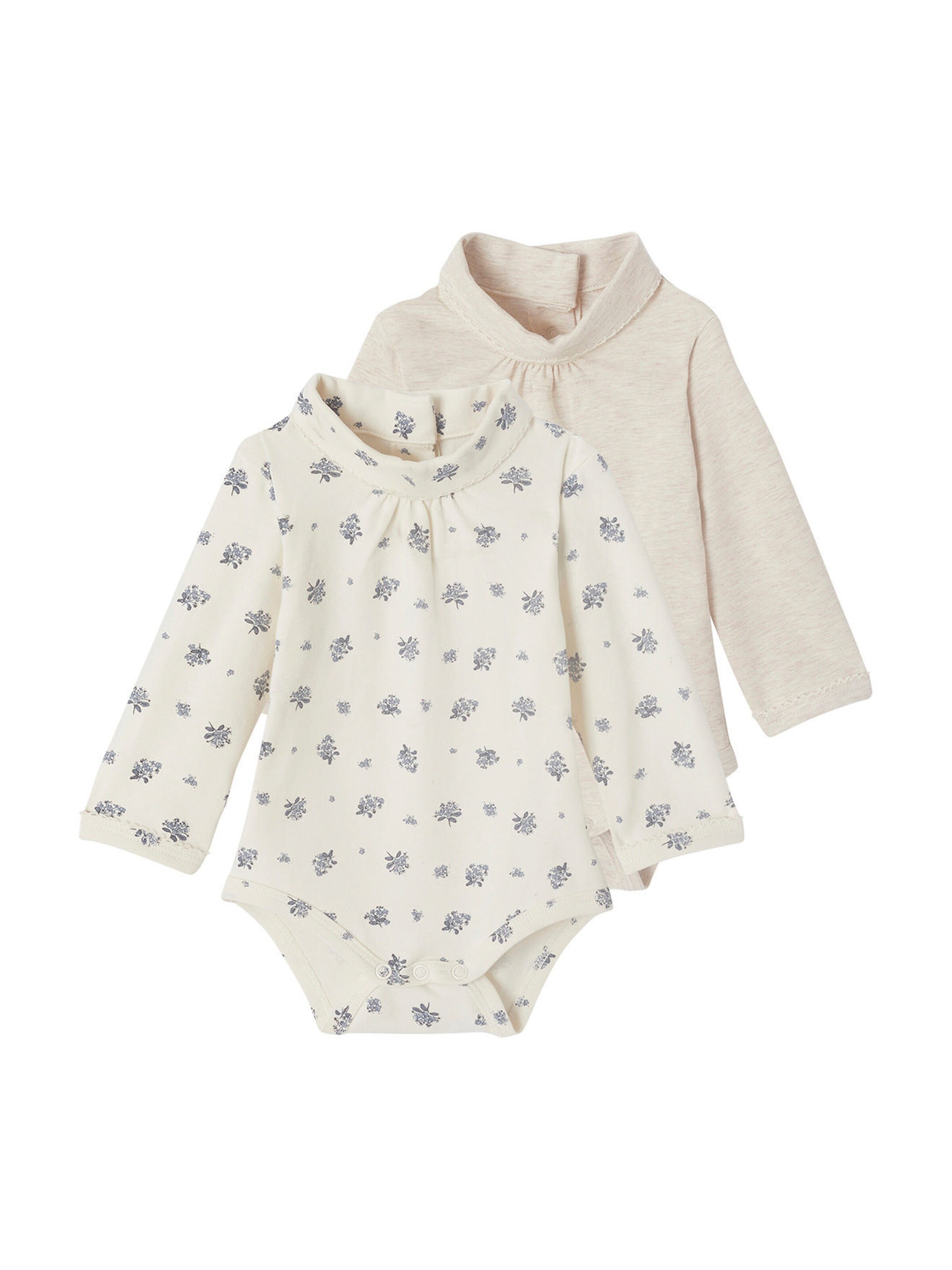 Vertbaudet 2er-Pack Baby Bodys, Langarm wollweiß
