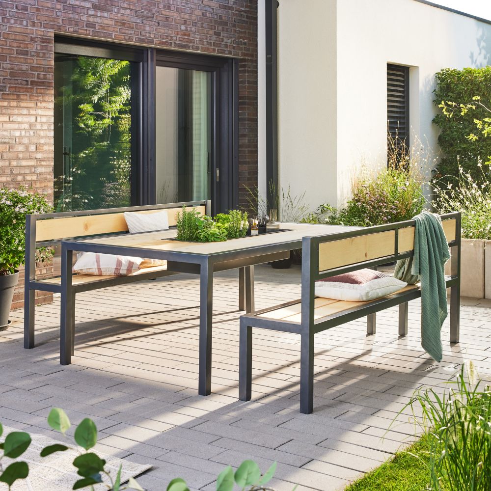 HOME DELUXE Sitzgarnitur aus Lärche NAXOS 200 x 43 cm Made in Germany