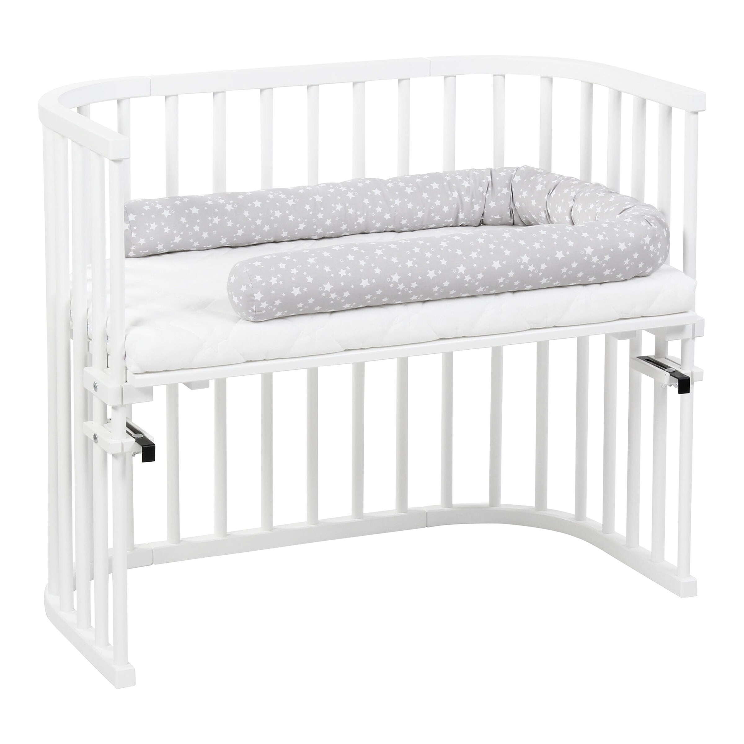 babybay® Nestchenschlange Piqué für alle Modelle perlgrau Sterne weiß