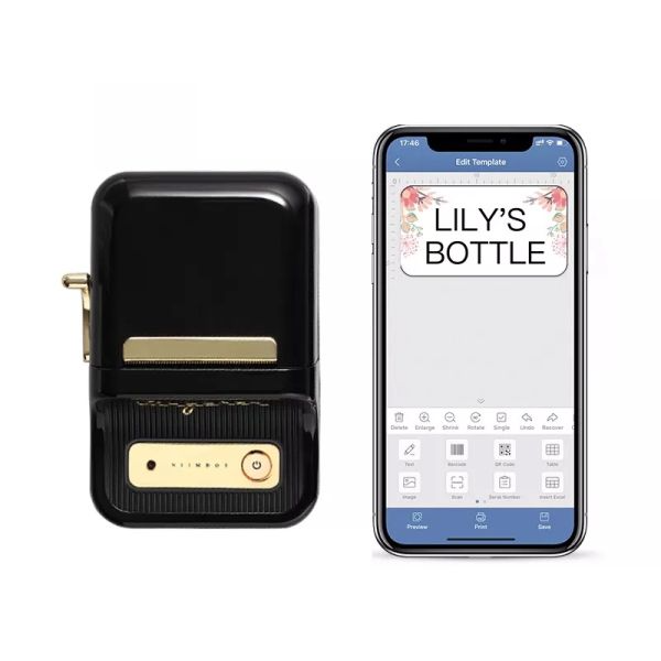 Mini Beschriftungsgerät Bluetooth Retro Etiketten Thermodrucker B21 Label Printer (iOS/Android) - Schwarz