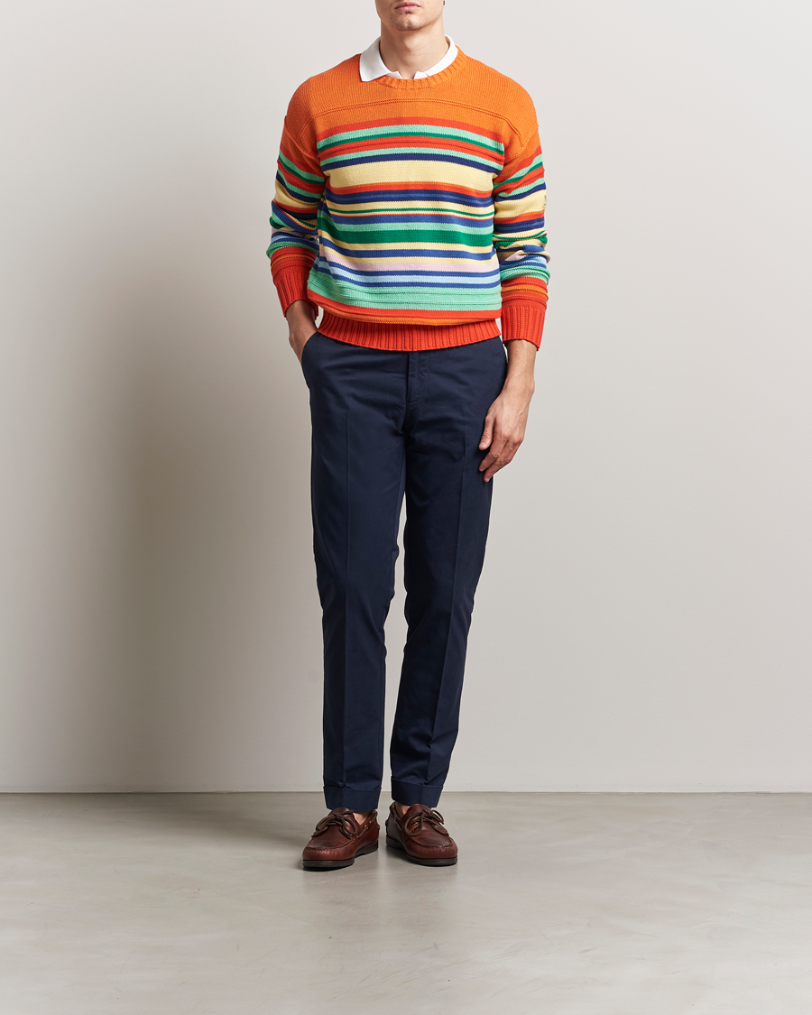 Polo Ralph Lauren Cotton/Linen Stripe Sweater Orange Combo