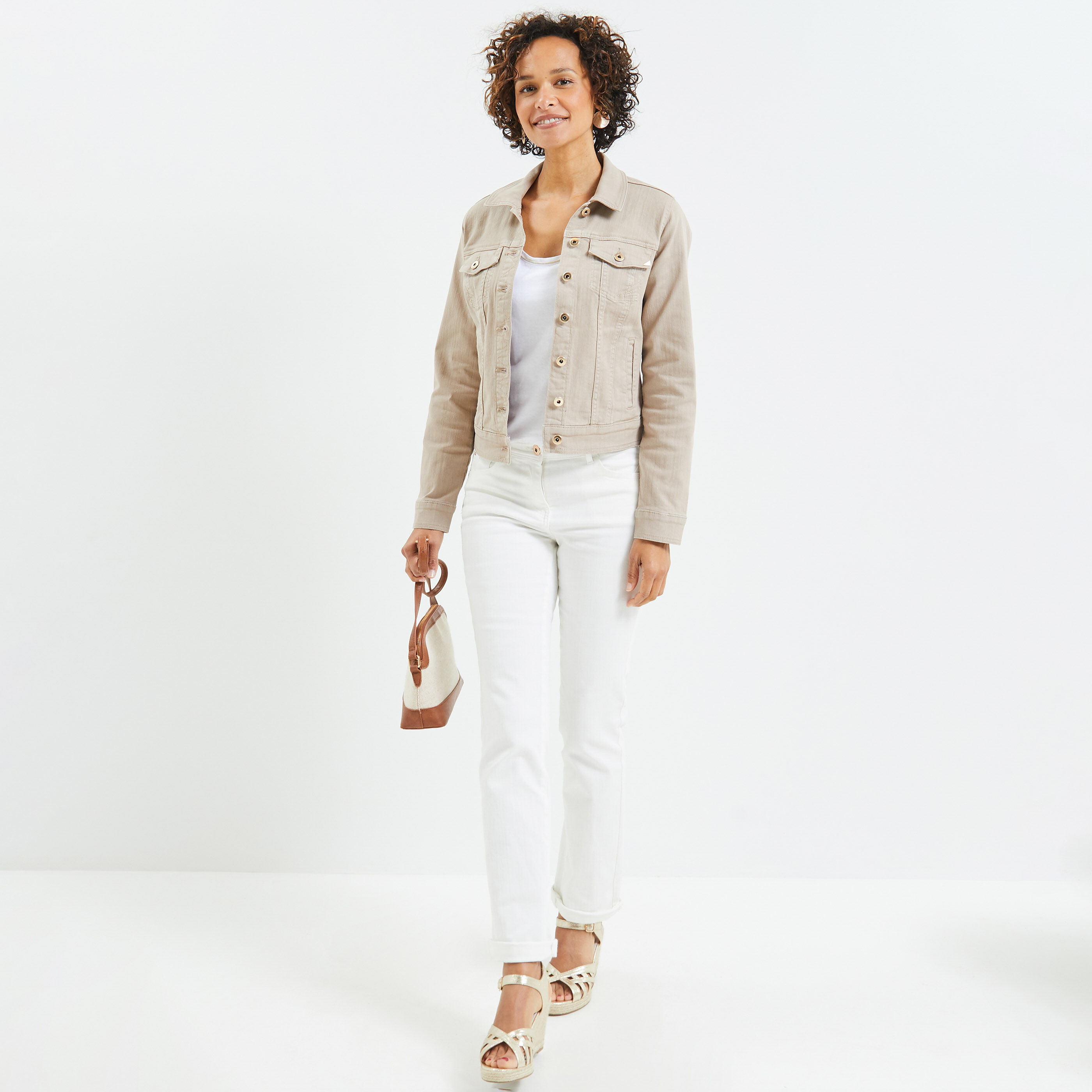 Veste en jean femme - BEIGE