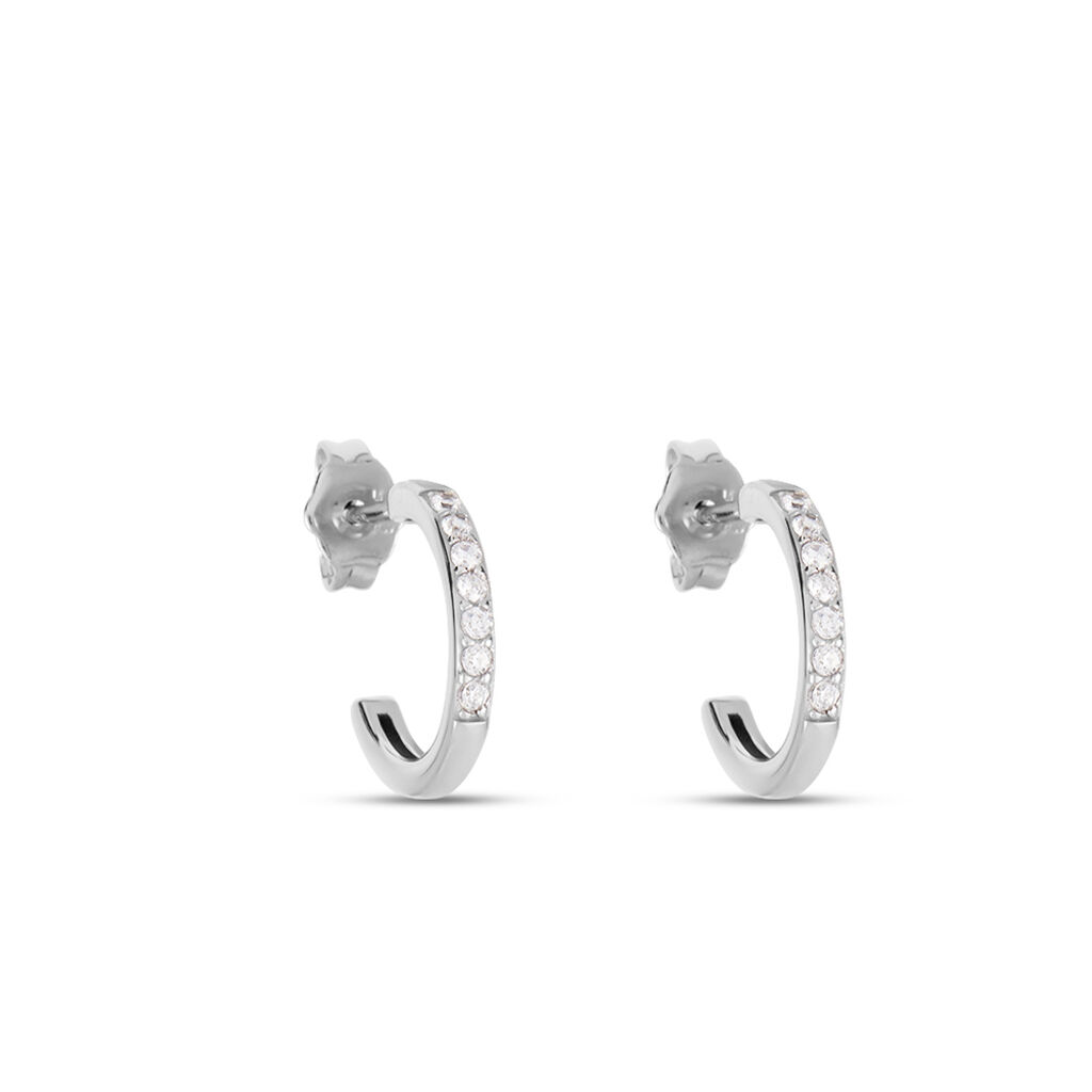 Créoles Argent Blanc Roshan Oxydes De Zirconium