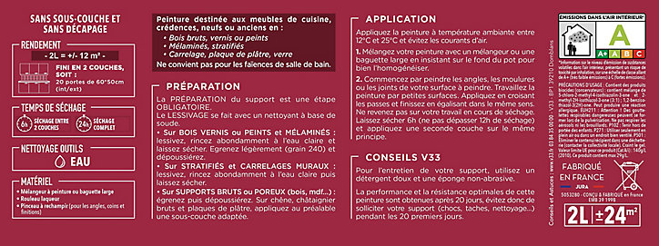 Peinture de rénovation meuble cuisine V33 seigle satin 2L
