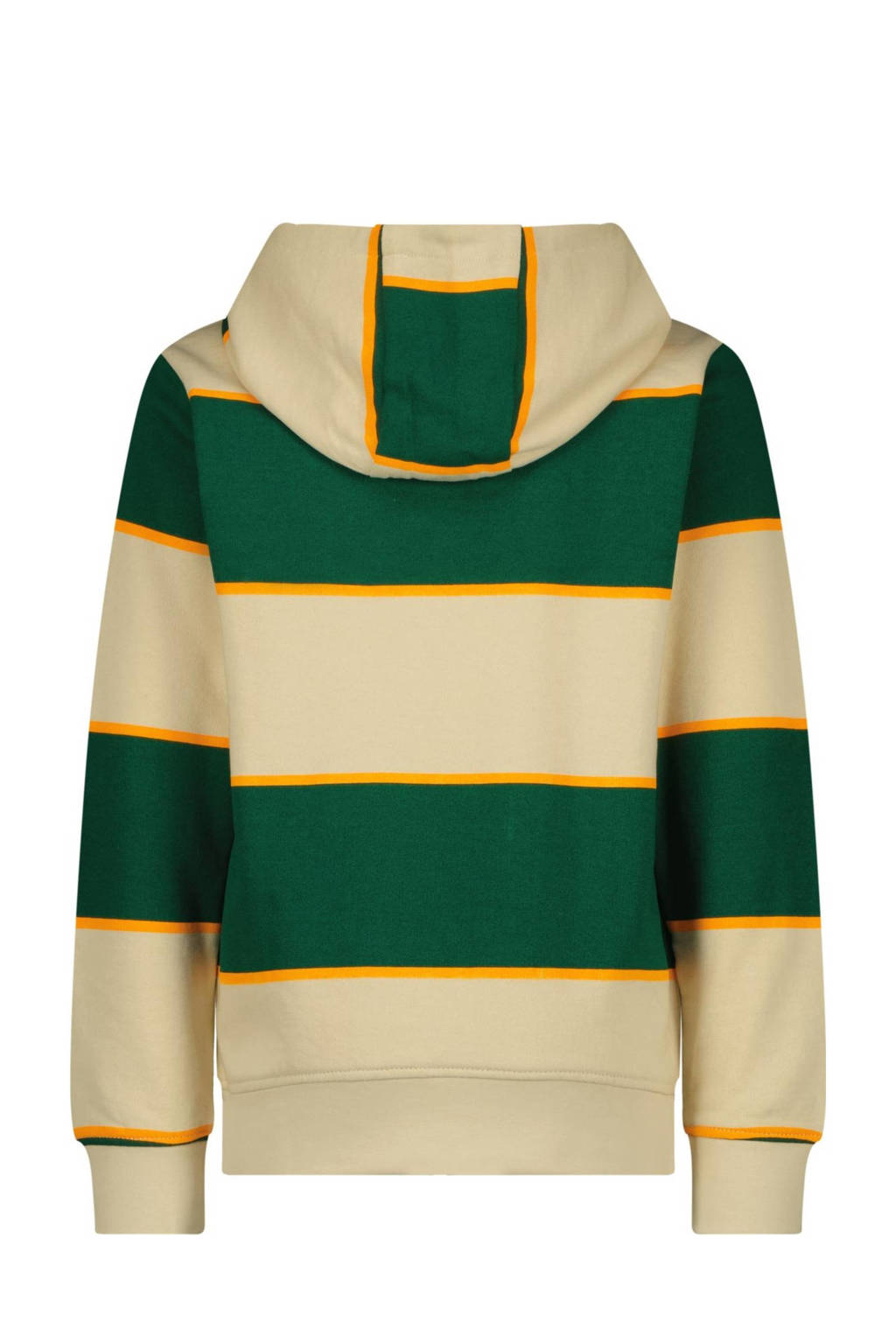 Vingino gestreepte hoodie Neal donkergroen/zand