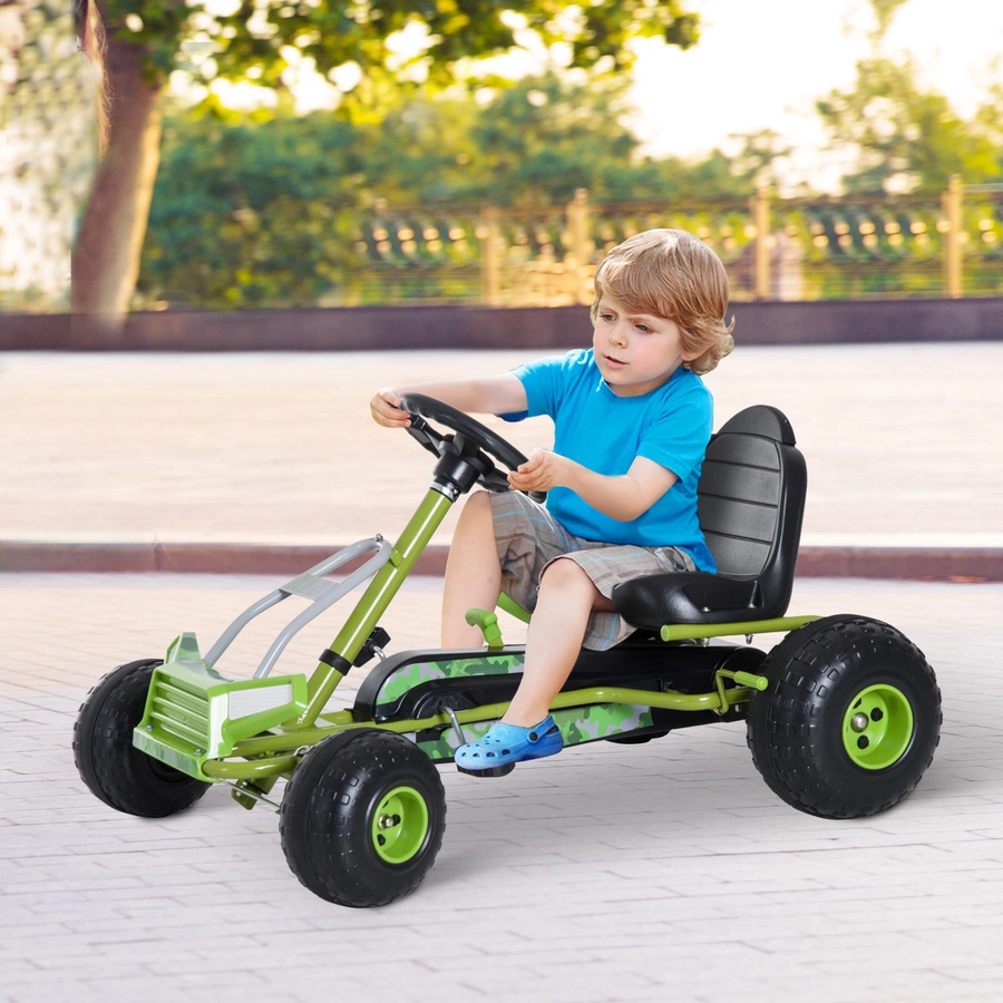 HOMCOM Tretauto mit Handbremse grün