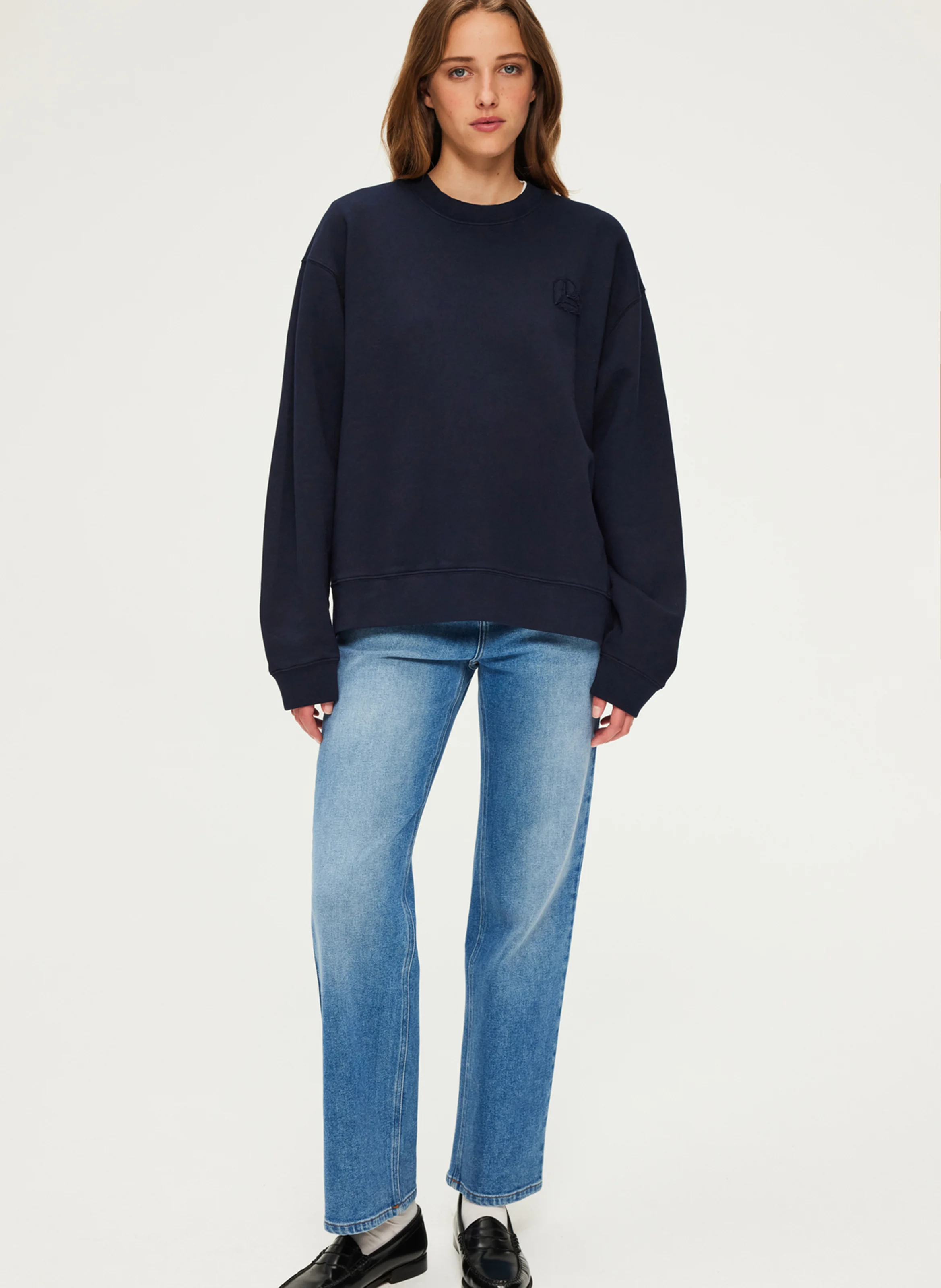 ABIGAELLE - Sweat col rond en coton | Bleu