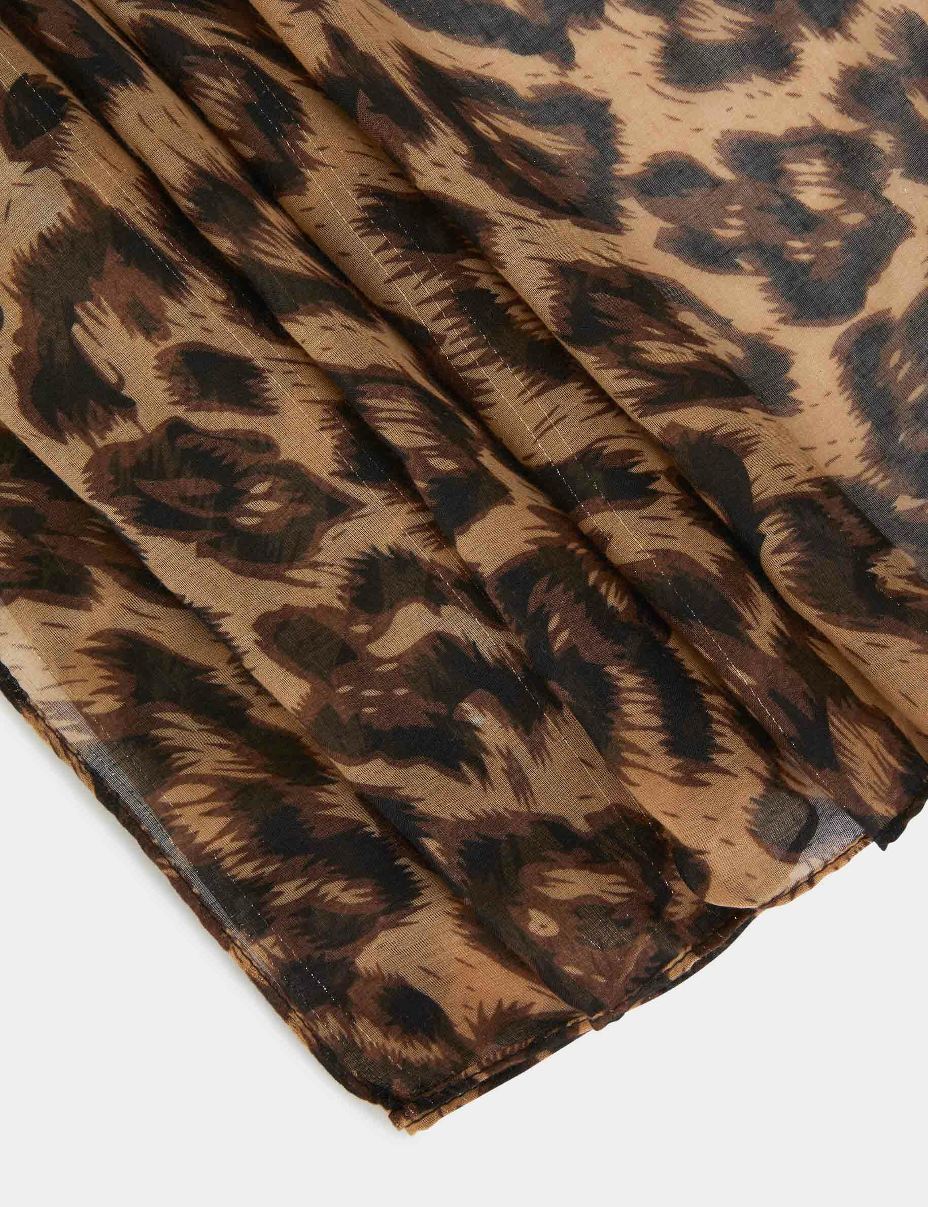 Foulard imprimé animalier marron femme - marron