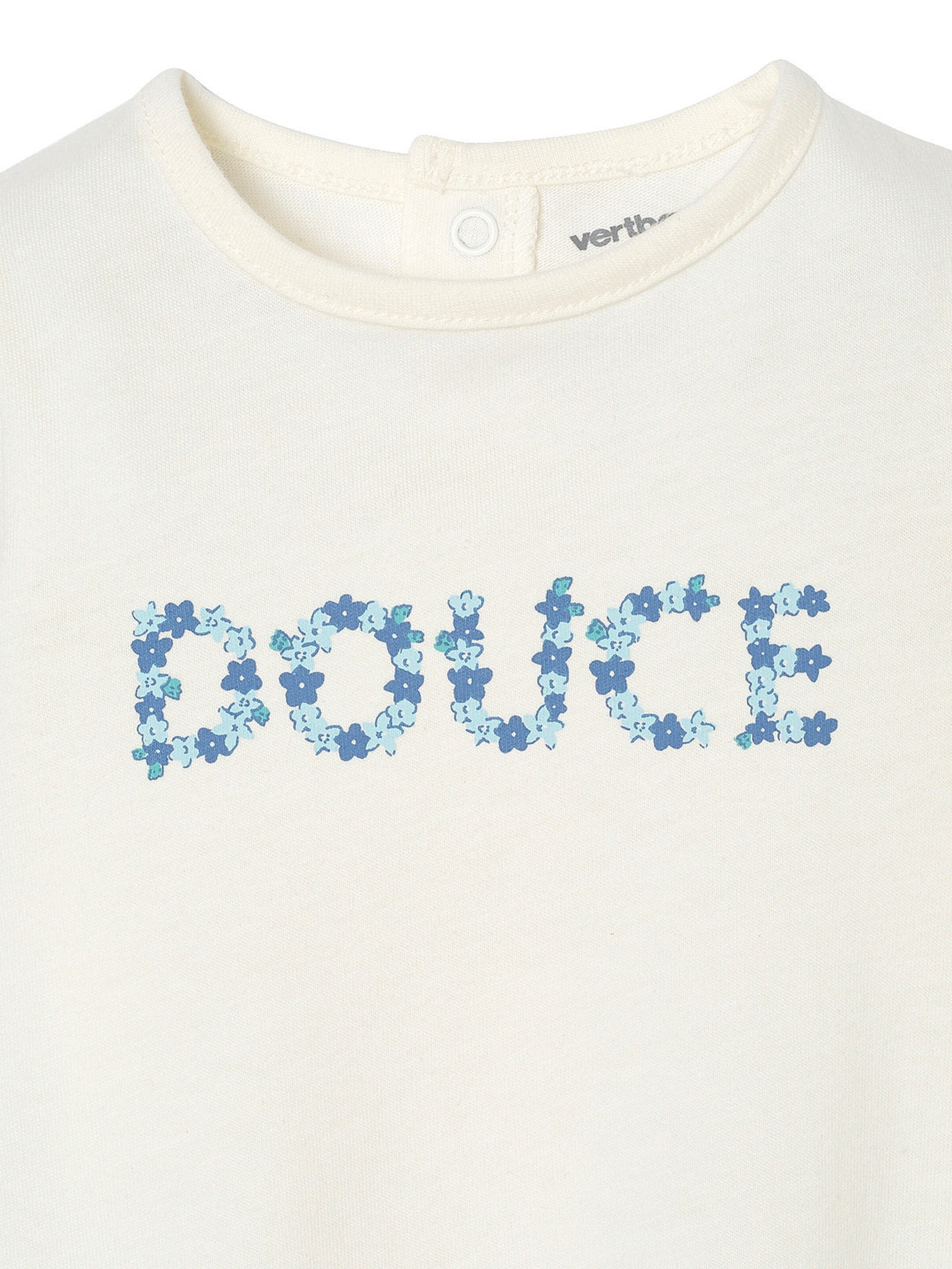 Vertbaudet Mädchen Baby Shirt mit Schriftzug, Bio-Baumwolle wollweiß